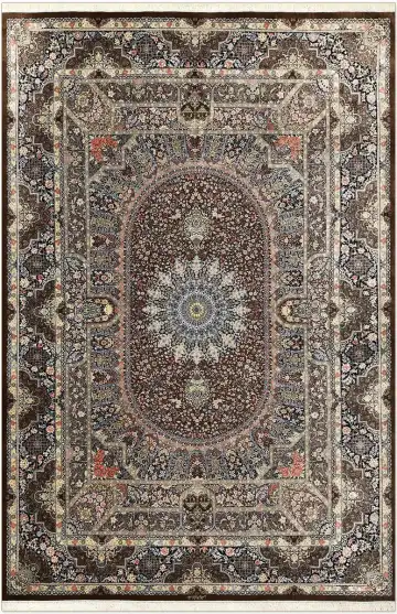 Ковёр Кум 4468 — коричневый и кремовый, с медальоном