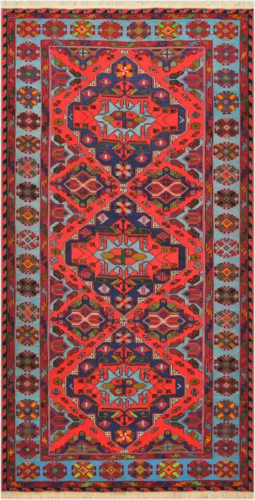 Ковёр Сумах 4469 — красный и синий, геометрический рисунок