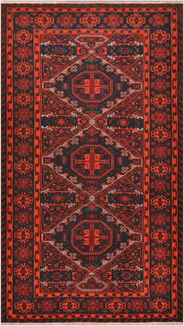 Ковёр Сумах 4472 — красный и чёрный, геометрический рисунок