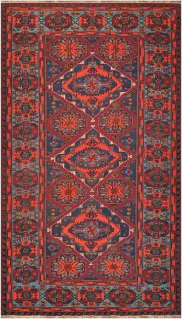 Ковёр Сумах 4476 — красный и синий, растительный рисунок