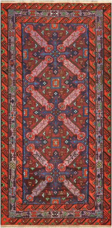 Ковёр Сумах 4477 — красный и синий, геометрический рисунок