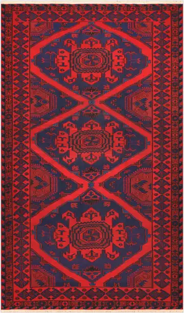 Ковёр Сумах 4482 — синий и красный, с медальоном
