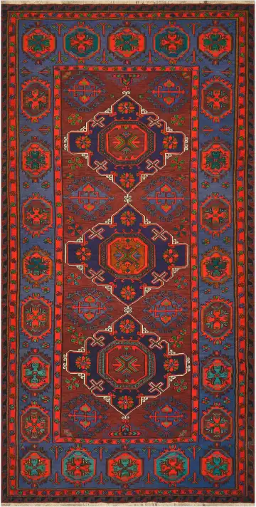 Ковёр Сумах 4489 — красный и синий, с медальоном