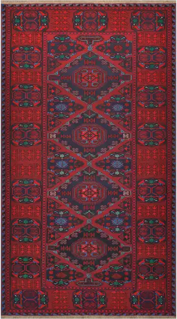 Ковёр Сумах 4492 — красный и синий, с медальоном
