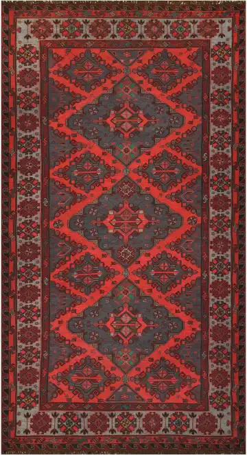 Ковёр Сумах 4494 — красный и синий, геометрический рисунок