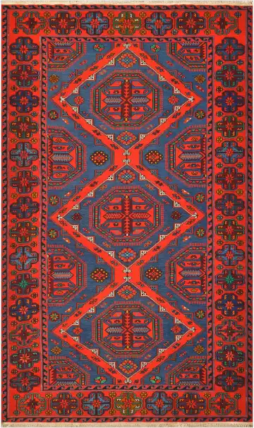 Ковёр Сумах 4495 — красный и синий, с медальоном