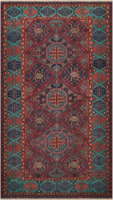 Ковёр Сумах 4497 — красный и синий, с медальоном