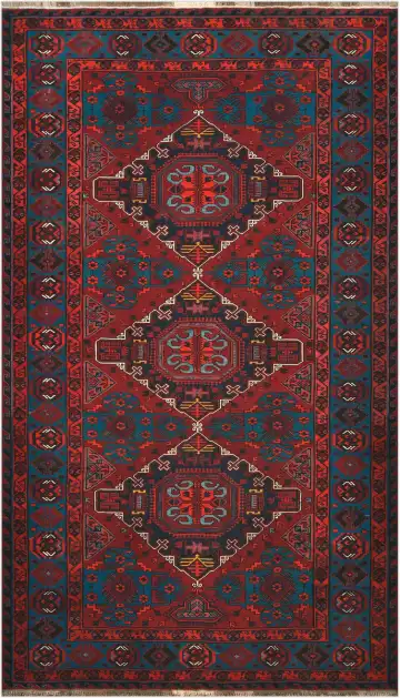 Ковёр Сумах 4498 — красный и синий, с медальоном