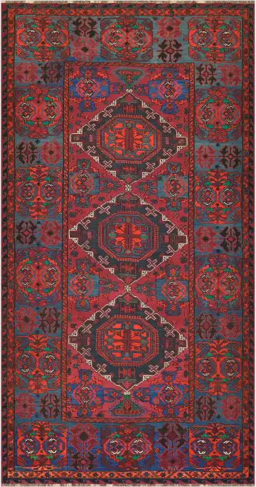 Ковёр Сумах 4500 — красный и синий, с медальоном