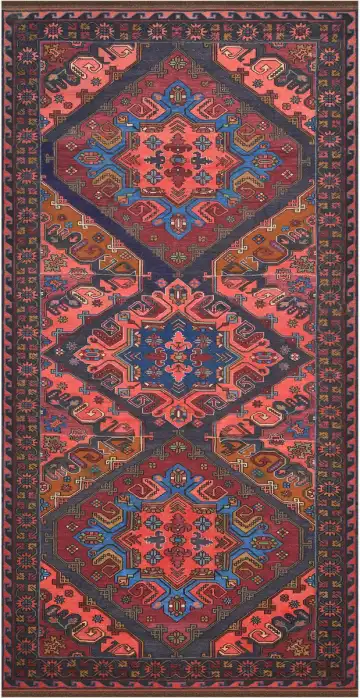 Ковёр Сумах 4501 — красный и синий, с медальоном