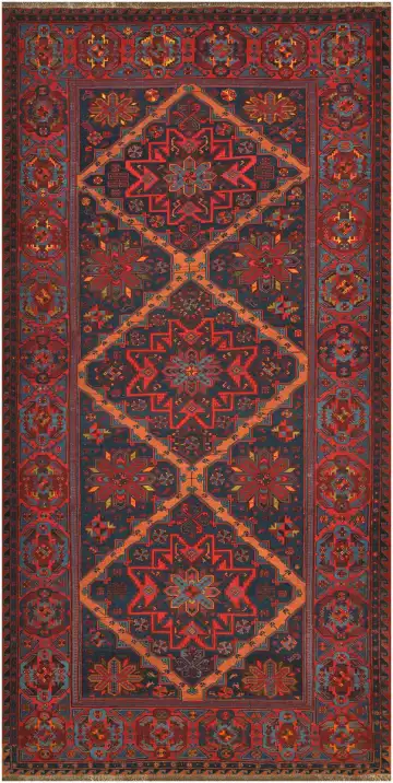 Ковёр Сумах 4505 — оранжевый и красный, геометрический рисунок