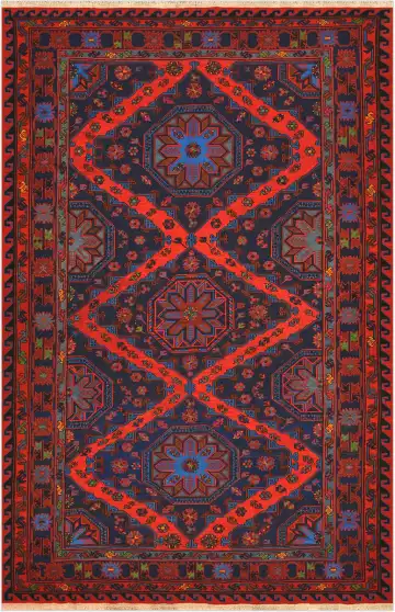Ковёр Сумах 4507 — красный и синий, с медальоном