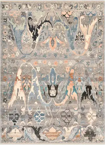 Ковёр Bidjar 4510 — кремовый и голубой, сюжетный рисунок