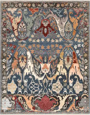 Ковёр Bidjar 4516 — кремовый и голубой, сюжетный рисунок