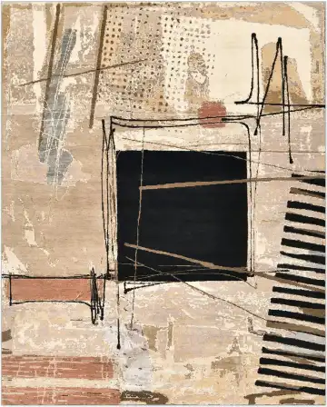 Ковёр Artwork 4538 — бежевый и чёрный, абстрактный рисунок