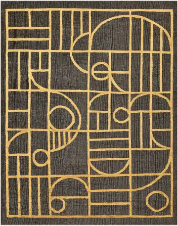 Ковёр Tazart 4755 — чёрный и золотистый, геометрический рисунок