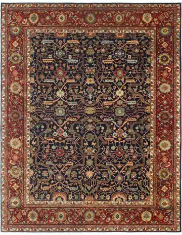 Ковёр Sultanabad 4791 — синий и красный, с медальоном