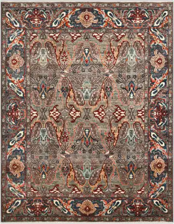 Ковёр Bidjar 4829 — серый и красный, сюжетный рисунок