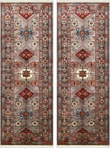 Ковёр Казах 4842 — коричневый и красный, с медальоном