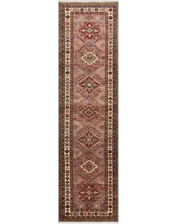 Ковёр Казах 4845 — красный и белый, с медальоном