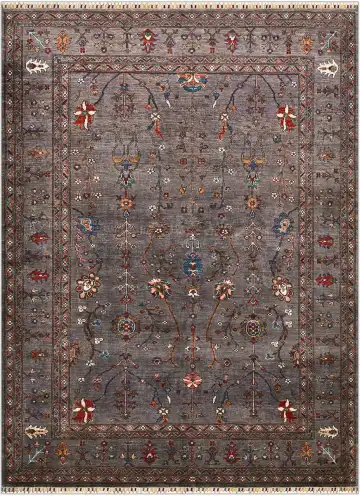 Ковёр Ziegler 4848 — серый и красный, растительный рисунок
