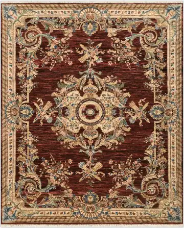 Индийский ковёр 4887 — красный и кремовый, с медальоном