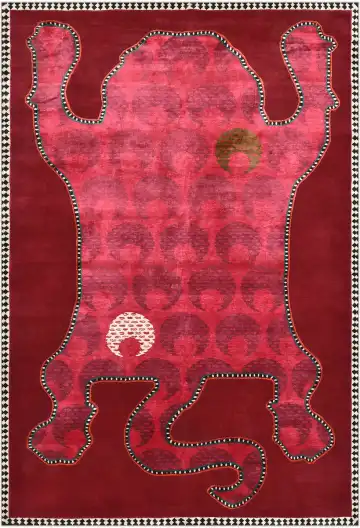 Индийский ковёр 4892 — красный и розовый, с медальоном