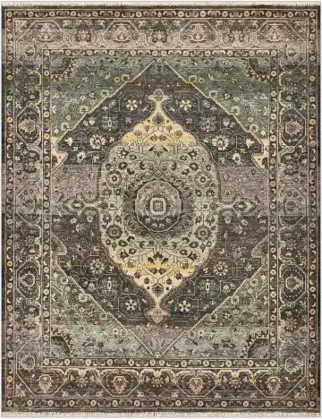Ковёр Artefact 4907 — чёрный и белый, с медальоном