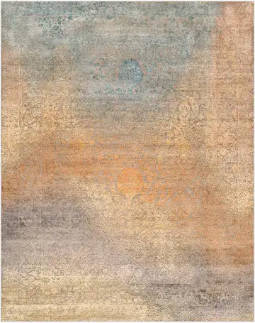 Ковёр Shabby Classic 4969 — голубой и оранжевый, винтажный рисунок