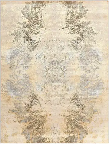 Ковёр Illusion 5170 — кремовый и голубой, растительный рисунок