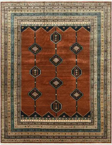 Индийский ковёр 5172 — коричневый и чёрный, с медальоном
