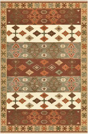 Ковёр Dhuri 5181 — красный и кремовый, в полоску