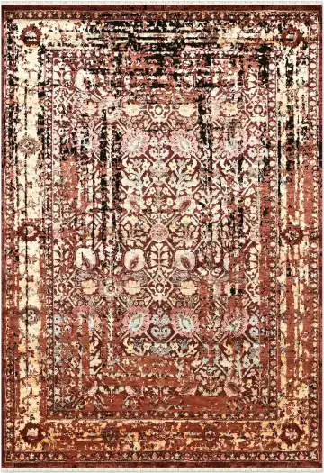 Ковёр Artefact 5183 — коричневый и кремовый, с медальоном