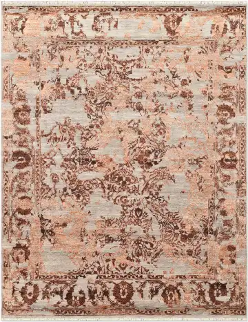 Ковёр Shabby Classic 5184 — голубой и терракотовый, винтажный рисунок