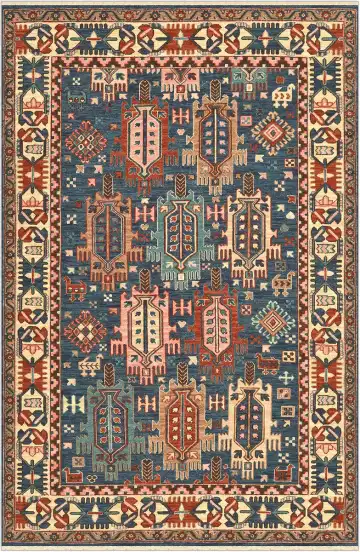 Ковёр Dhuri 5192 — синий и красный, сюжетный рисунок