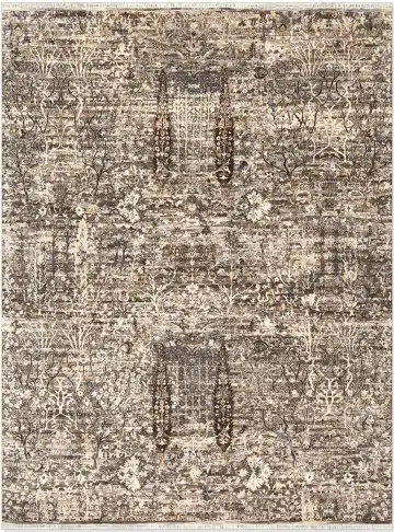 Индийский ковёр 5241 — коричневый и белый, с медальоном