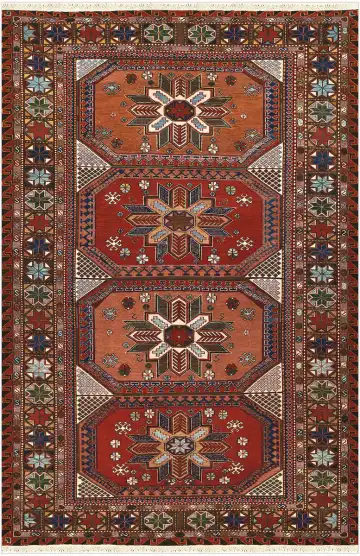 Ковёр Сумах 5265 — красный и коричневый, геометрический рисунок