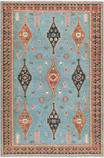 Ковёр Сумах 5267 — голубой и красный, сюжетный рисунок