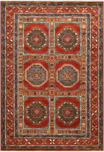 Ковёр Baluchi 5268 — красный и бежевый, с медальоном