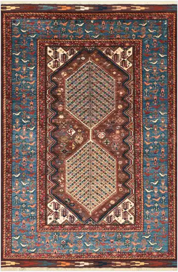 Ковёр Baluchi 5270 — синий и коричневый, с медальоном