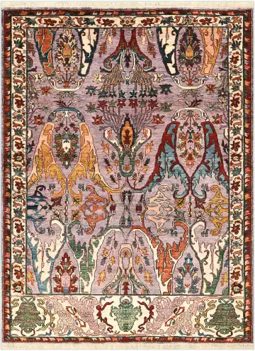 Ковёр Bidjar 5271 — розовый и красный, сюжетный рисунок