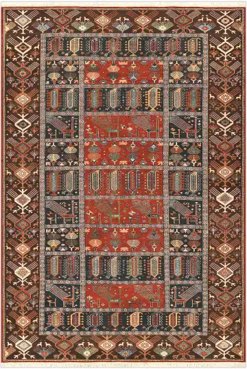 Ковёр Сумах 5286 — коричневый и красный, геометрический рисунок