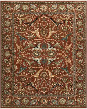 Ковёр Агра 5293 — красный и золотистый, растительный рисунок