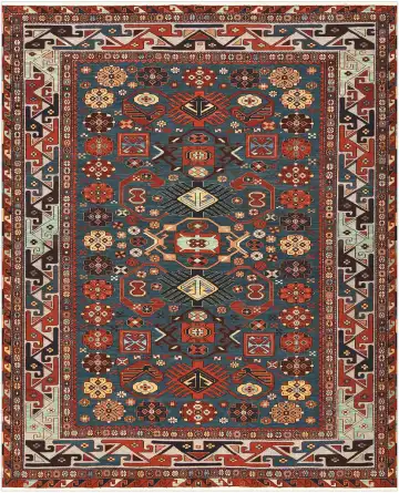 Ковёр Сумах 5301 — красный и синий, геометрический рисунок