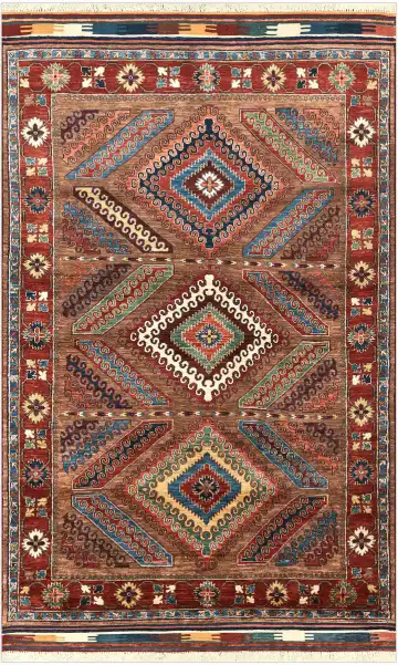 Ковёр Baluchi 5303 — коричневый и синий, с медальоном
