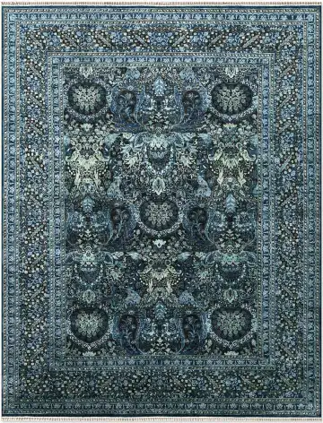 Ковёр Saltani 5305 — голубой и серый, винтажный рисунок