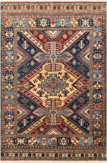 Ковёр Baluchi 5311 — коричневый и синий, геометрический рисунок