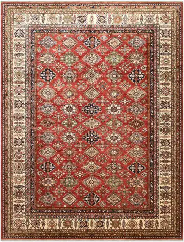 Ковёр Казах 5319 — красный и белый, с медальоном