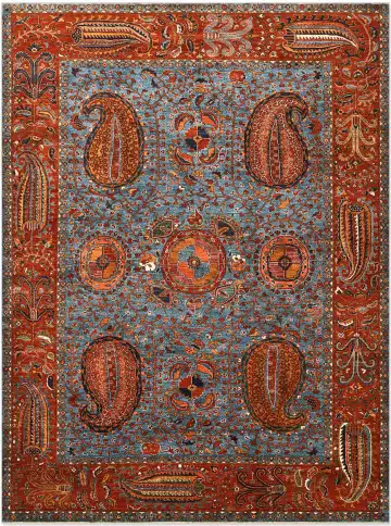 Ковёр Suzani 5323 — синий и красный, с медальоном