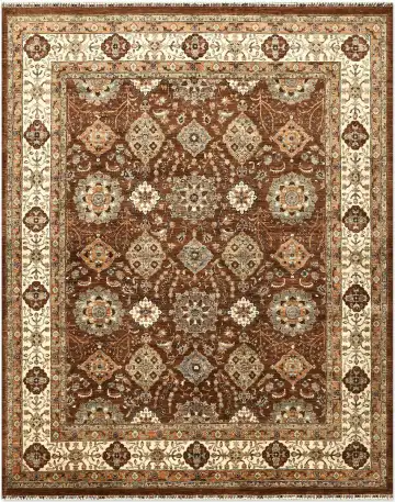 Ковёр Saltani 5326 — коричневый и кремовый, геометрический рисунок